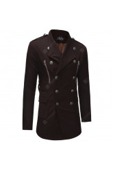  New Double-Breasted Large Lapel Men'S Casual Slim Long Woolen Trench Coat