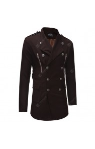  New Double-Breasted Large Lapel Men'S Casual Slim Long Woolen Trench Coat