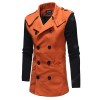  New Men'S Fashion Stitching Double-Breasted Double-Sided Slim Trench Coat