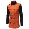  New Men'S Fashion Stitching Double-Breasted Double-Sided Slim Trench Coat