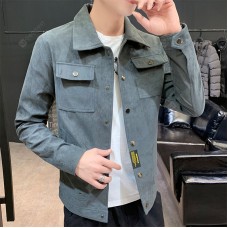 Autumn And Winter Jacket Fitted Suede Men's Fashion Casual Jacket Lapel Cultivating Wild Sport