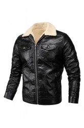 Autumn and Winter Plus Thick Velvet Leather Jacket Male Coat