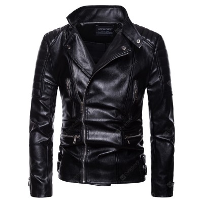 Autumn New Men'S Leather Jacket Locomotive Lapel Leather