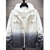 Male Denim Jacket Turn-down Collar Long Sleeves Single Breasted Wide-waisted Coat