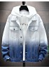 Male Denim Jacket Turn-down Collar Long Sleeves Single Breasted Wide-waisted Coat