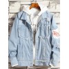 Male Denim Jacket Wide-waisted Turn-down Collar Single Breasted Long Sleeves Men Coat