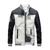 Male Leather Jacket Embroidered Big Yards Plus Velvet Men's Leather Jacket