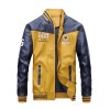 Male Leather Jacket Embroidered Big Yards Plus Velvet Men's Leather Jacket