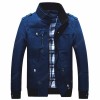 Men Cotton Jacket Solid Collar Parka Soft Breathable Skin-friendly