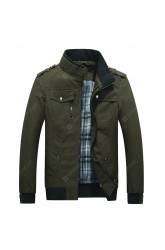 Men Cotton Jacket Solid Collar Parka Soft Breathable Skin-friendly