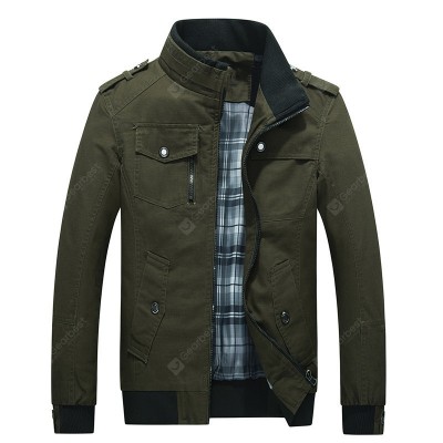 Men Cotton Jacket Solid Collar Parka Soft Breathable Skin-friendly