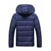 Men Hooded Parka Winter Youth Thicken Casual Pure Color Zipper Jaket Coat