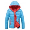 Men Hooded Parka Winter Youth Thicken Casual Pure Color Zipper Jaket Coat