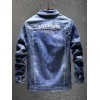 Men Long Sleeves Denim Jacket Solid Color Turn-down Collar Single Breasted Wide-waisted Male Coat