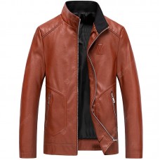 Men's Thin Coat PU Leather Jacket Waterproof Leather Jacket