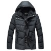 Winter New Men'S Solid Color Cotton Casual Hooded Jacket