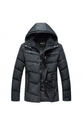 Winter New Men'S Solid Color Cotton Casual Hooded Jacket