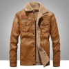   New Men Leather Jacket Autumn Winter Warm Lamb Velvet Lapel Men Jacket Casual Fashion Classic Brand Men Jacket