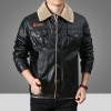   New Men Leather Jacket Autumn Winter Warm Lamb Velvet Lapel Men Jacket Casual Fashion Classic Brand Men Jacket