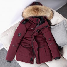 -30 Degree Winter Down Puffer Jacket Men White Duck Down Parkas Coat Thick Warm Windbreaker Men Hooded Big Fur Collar Down Coat