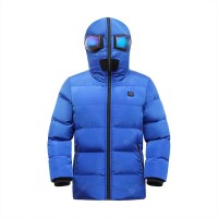 Childrens Winter Warm USB  Lightweight Heating Jacket Smart Thermostat Solid Color Hooded Heating Jacket Warm Jacket