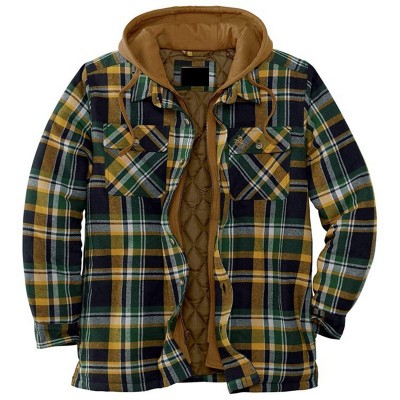 Explosive Men Clothing European American Autumn and Winter Models Thick Cotton Plaid Long-sleeved Loose Hooded Jacket