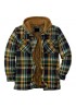 Explosive Men Clothing European American Autumn and Winter Models Thick Cotton Plaid Long-sleeved Loose Hooded Jacket