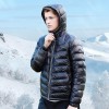 Men Electric Heated Down Jacket Hooded Lightweight Waterproof Winter Coat Uleemark