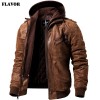 Men Real Leather Jacket Men Motorcycle Removable Hood winter coat Men Warm Genuine Leather Jackets