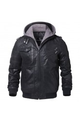 Men Real Leather Jacket Men Motorcycle Removable Hood winter coat Men Warm Genuine Leather Jackets