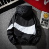 New Men Spring Fall Thin Hoodies Coats Long Sleeves Color Block Zipper Hooded Sweatshirts Jacket Male Black /White/ Gray Outwear