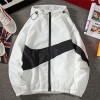 New Men Spring Fall Thin Hoodies Coats Long Sleeves Color Block Zipper Hooded Sweatshirts Jacket Male Black /White/ Gray Outwear