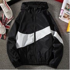 New Men Spring Fall Thin Hoodies Coats Long Sleeves Color Block Zipper Hooded Sweatshirts Jacket Male Black /White/ Gray Outwear