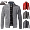 Top Quality   Autumn Winter New Men Jacket Slim Fit Stand Collar Zipper Jacket Men Solid Cotton Thick Warm Sweater