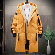 Warm Thick Men White Duck Down Jacket Hooded Puffer Jackets Coat Winter New Male Casual Long Parka Overcoat Outdoor Multi-pocket