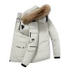 Winter New Men Solid Color Parkas White Duck Down Men Stand Collar Warm Thick Jacket Male Detachable Hat Casual Parka Coat