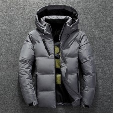 Winter Warm Men Jacket Coat Casual Autumn Stand Collar Puffer Thick Hat White Duck Parka Male Men Winter Down Jacket With Hood