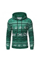  Autumn and Winter New Men'S Christmas Print Hooded Sweater