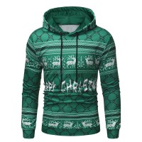  Autumn and Winter New Men'S Christmas Print Hooded Sweater