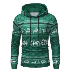  Autumn and Winter New Men'S Christmas Print Hooded Sweater