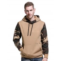 Camouflage Block Sweatshirt Men Autumn Winter Hooded Loose Plus Size Sweatshirt