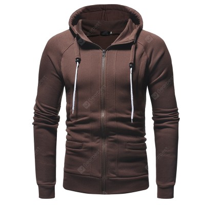 Men Casual Slim Zipper Hoodie Sweatshirt