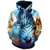 Men Fashion Cool Animal Tiger Print 3D Hooded Sweater Hoodie