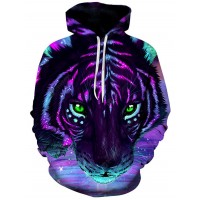 Men Fashion Cool Animal Tiger Print 3D Hooded Sweater Hoodie