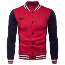 Men's Casual Striped Stand Collar Baseball Uniform Sweater Coat