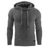 Men's Hooded Sweatshirt Winter Grid Long Sleeve Hooded Solid Color Sweater Clothing