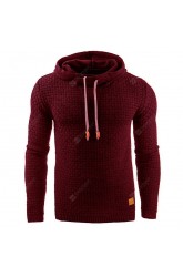 Men's Hooded Sweatshirt Winter Grid Long Sleeve Hooded Solid Color Sweater Clothing