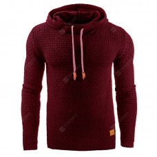 Men's Hooded Sweatshirt Winter Grid Long Sleeve Hooded Solid Color Sweater Clothing