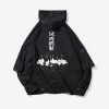 Men's Loose Cranes Printing Hoodie Autumn and Winter Hoodie