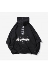 Men's Loose Cranes Printing Hoodie Autumn and Winter Hoodie